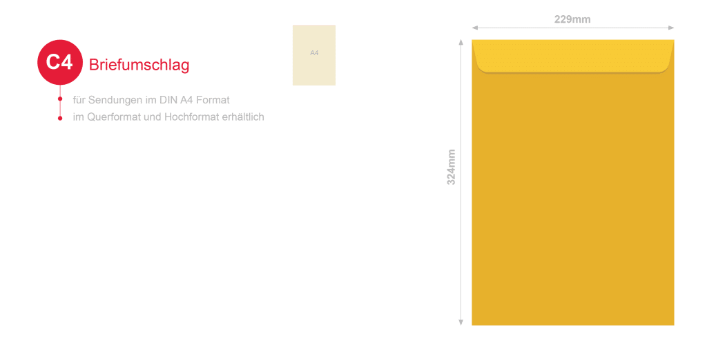 Maße eines c4 briefumschlags