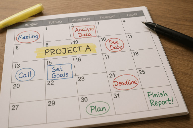 Kalender zur Organisation und Planung von Arbeitszielen verwenden