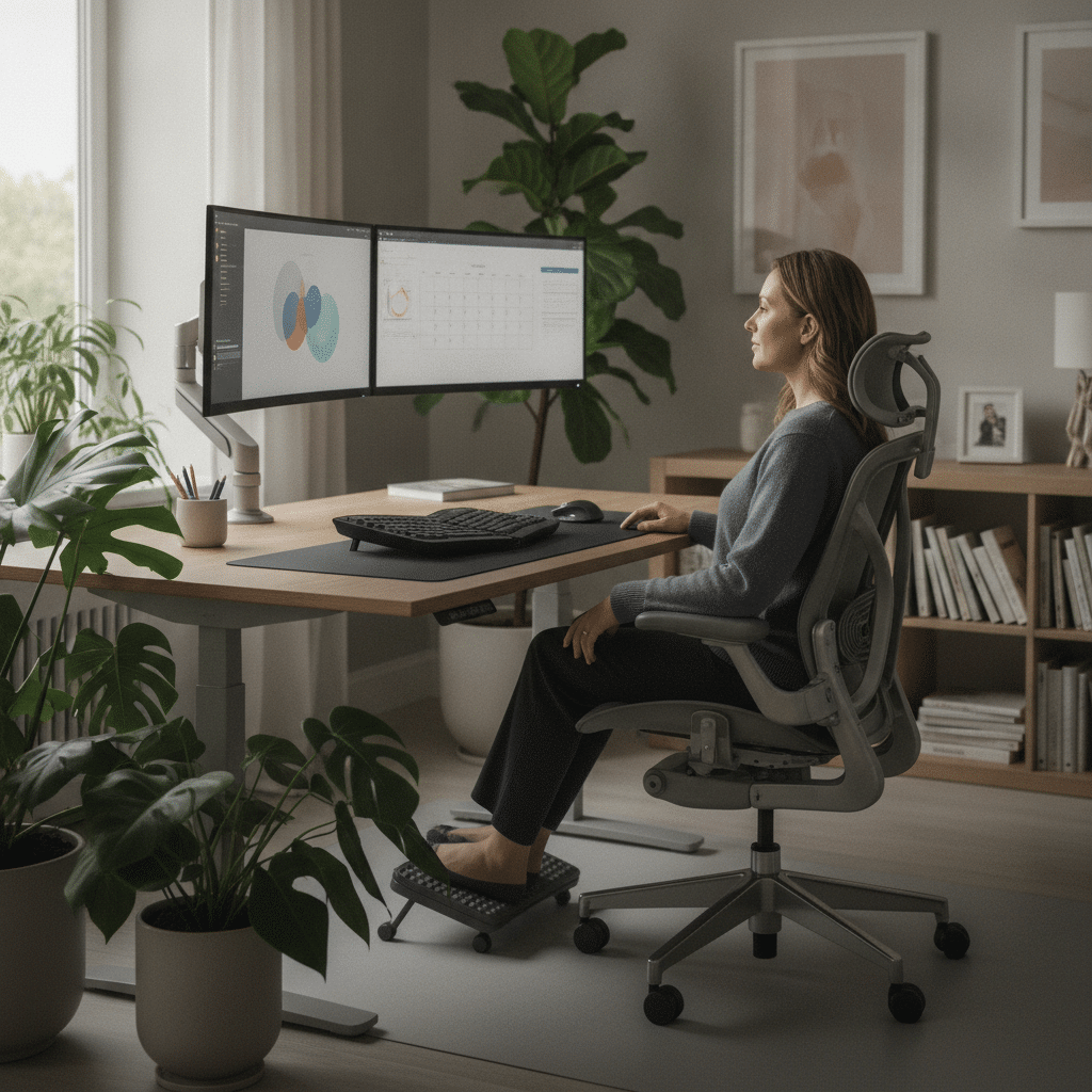 Ergonomischer Arbeitsplatz f&ouml;rdert Komfort und vermeidet R&uuml;ckenschmerzen Bild